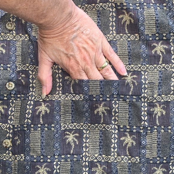 Vintage Cooke Street Hawaiian Palm Tree Checked Men's Cotton Aloha Shirt 2XL - Picture 5 of 11